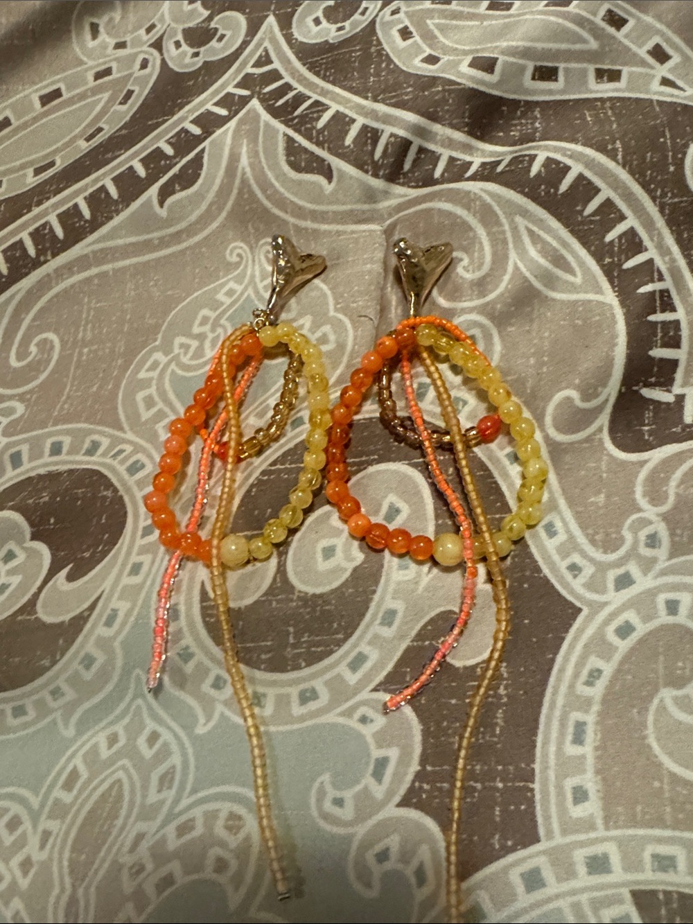 Free People Orange & Yellow Beaded Multi-Strand Dangle Earrings